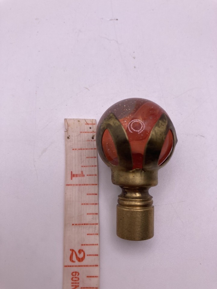 Vintage Red Glass Marble Ball and Brass Lamp Finial eBay