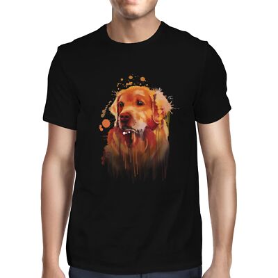 1Tee Herren Aquarell Splash Golden Retriever Hund T-Shirt