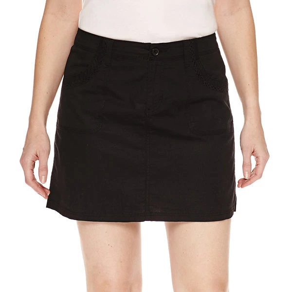 St. John's Bay Black Cotton Blend Skort Sizes 2P, 4P, 6P, 8P, 10P, 12P, 16P New