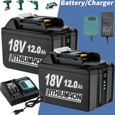 18V For Makita 18 Volt 8.0,12.0Ah Battery LXT Li-Ion BL1860B BL1830 Charger US