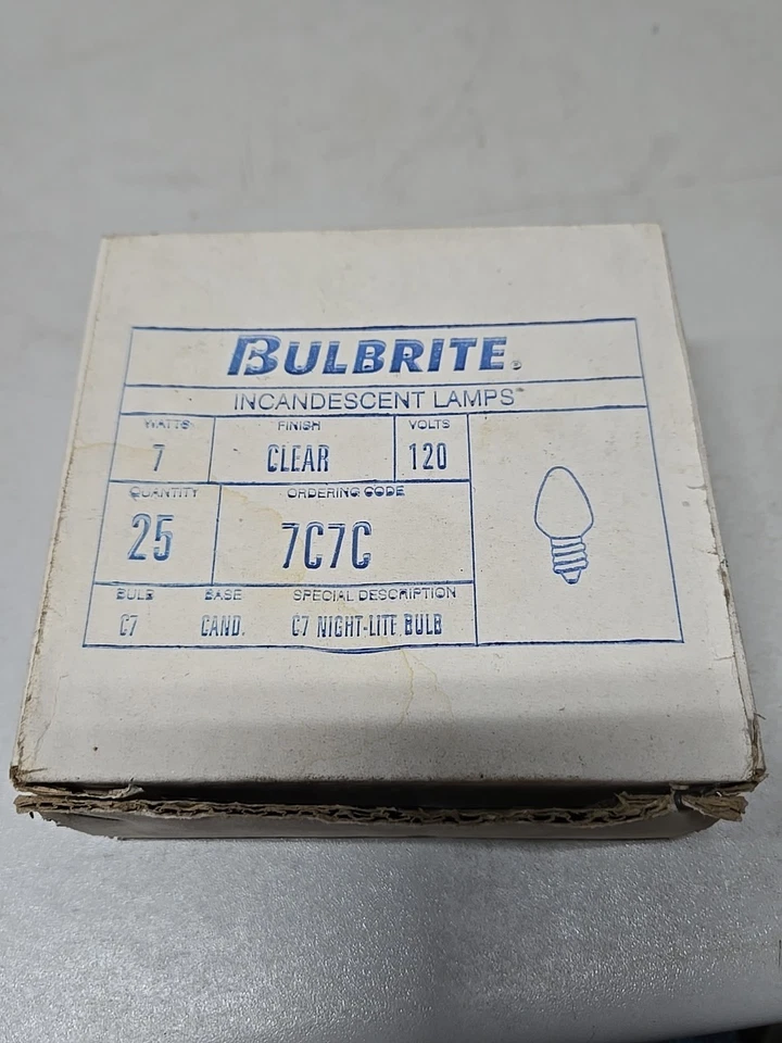 25 Pack Night Light Bulbs 7C7C 7W Watt 120V Volt C7 Candelabra Base Clear 7 Watt - Image 3 of 3