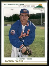 Jason Weir 2002 Appalachian League Top Prospect Set