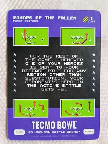 2026 Bo Jackson Battle Arena Tecmo Bowl SP Play Card Echoes Of The Fallen PL27