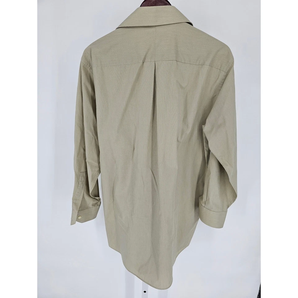Vintage 1990s Dillards Murano Mens Sz 16-33 Cotton Dress Shirt Beige Tan — 第 4/4 张图片