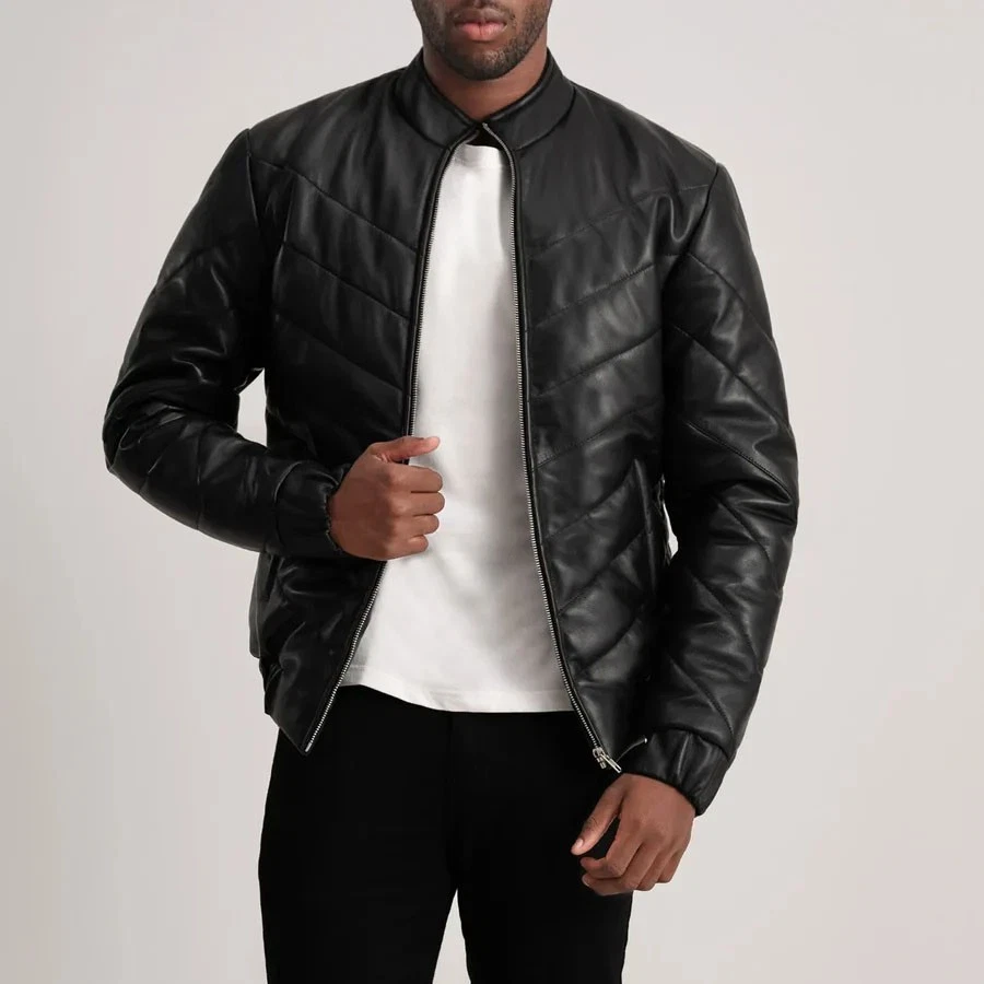 Puffer Jacket Sheepskin Travis Black Leather Jacket