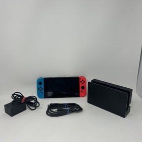 Nintendo Switch v1 Console/Dock/Charger w/Red & Blue Joy-cons As-is PLZ READ