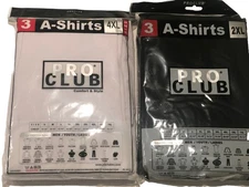 PRO CLUB MENS A-SHIRT 3 PACK- SIZES (S- 5XL)  RIBBED TANK  TOP WHITE/BLACK