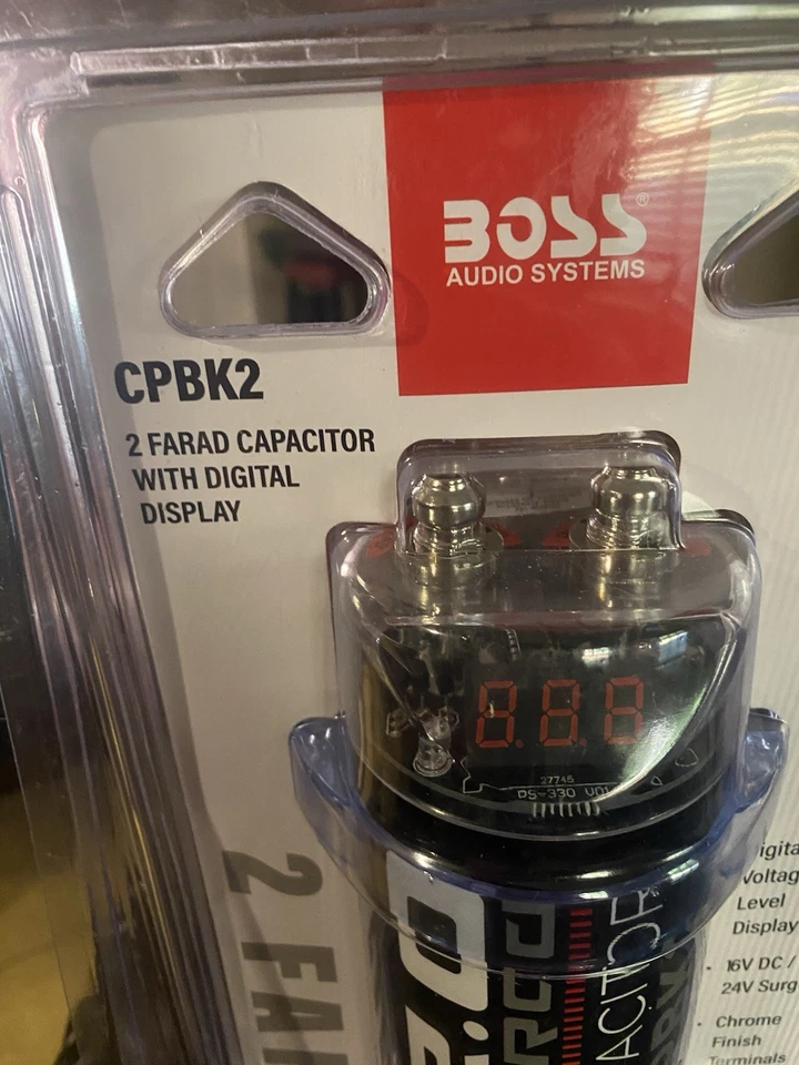 Boss CPBK2 2 Faradios 20 Voltios Voltaje Digital Coche Audio Condensador de Alimentación LED Negro Foto 4 de 4