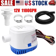 12V Automatic Submersible Boat Bilge Water Pump 1100GPH With Auto Float Switch