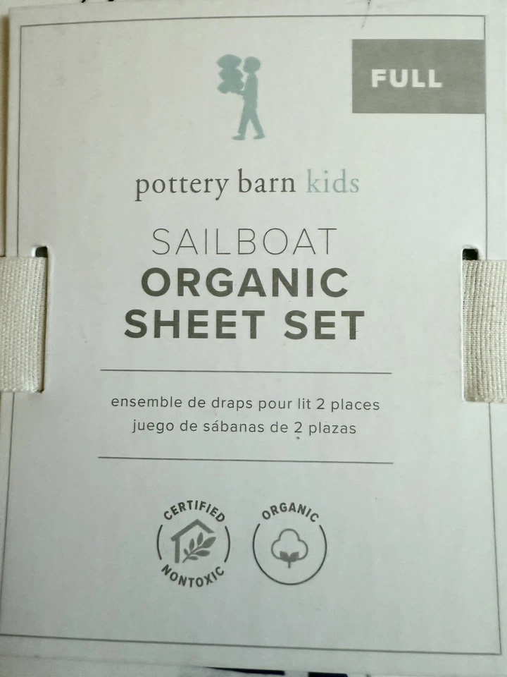 Pottery Barn Kids парусник органический полный комплект простыней ~ морской пляж корабли - Изображение 2 из 3