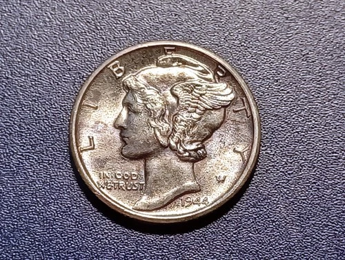 Gem BU 1944-D FSB Mercury Dime (toned)