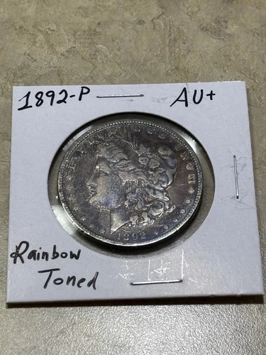 1892-P Morgan Silver Dollar $1 ☆ AU+ ☆ 90% Silver ☆ Rainbow Toned 🌈