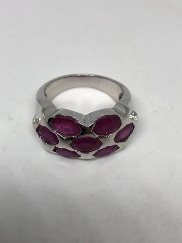 Vintage Handmade Pink Ruby Setting Sterling Silver Gothic Ring - Picture 10 of 10