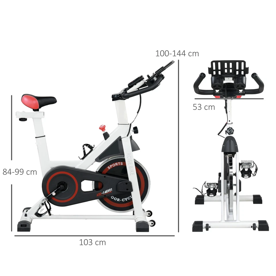 HOMCOM Cyclette Professionale con Schermo LCD Portabicchieri Volano 8kg Bianco - Immagine 4 di 4