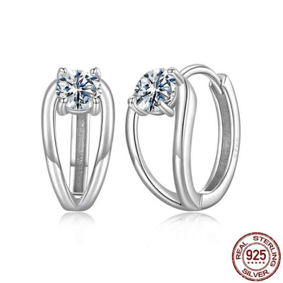 0.3CT Moissanite Hoop Earrings Double Layer Huggie Earring D Color VVS1 With GRA