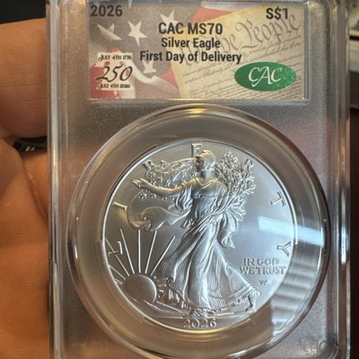 #ad 2026 Silver Eagle First Day of Delivery CAC MS 70 $125.00