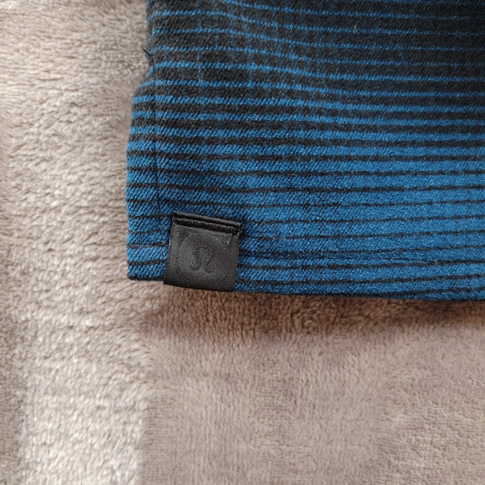 Lululemon Shirt Mens Large Blue Black Long Sleeve Button Front Stripe Casual - Image 3 of 4