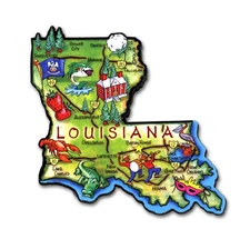 Louisiana Artwood State Magnet Souvenir by Classic Magnets