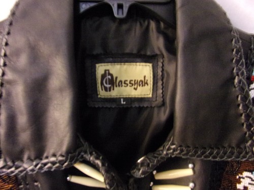 Classyak Western Tribal giacca pelle nera frange perline taglia large nuova - Foto 2 di 5