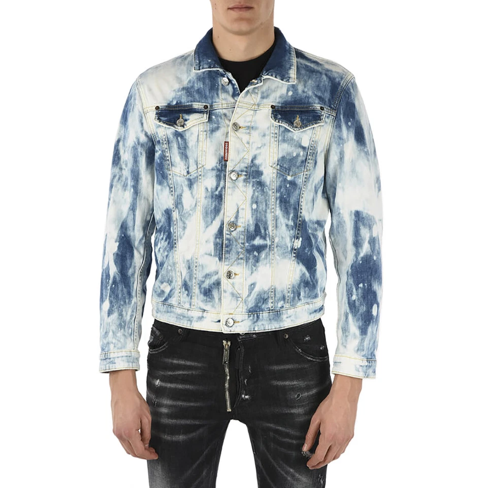 DSQUARED2 Jean Jacket Distressed Bleached Denim Jacket Blue Size 48 - RP £724.00 - Image 3 of 4