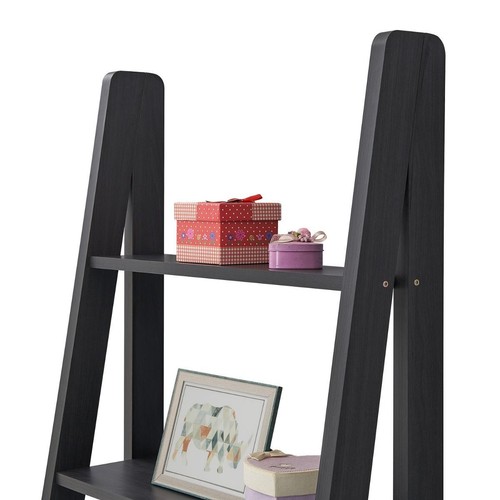Escritorio de computadora negro con estantes hogar oficina escalera librería industrial negro - Imagen 10 de 14