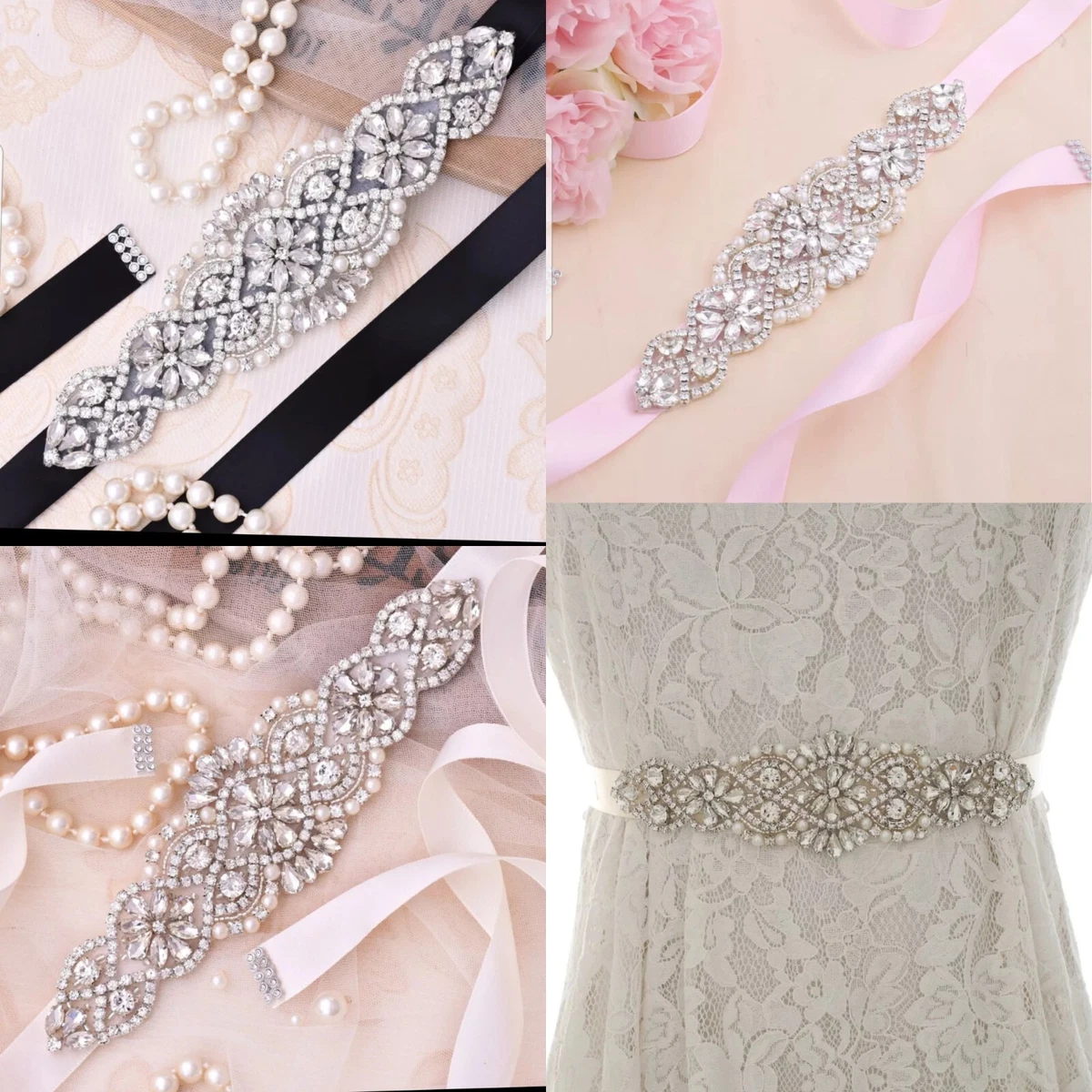 Crystal and top pearl wedding belt