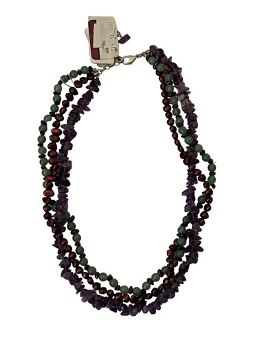 Vintage 21st & Stone Chain Stone Bead Necklace Marked 925 Sterling Silver Purple - Picture 12 of 14