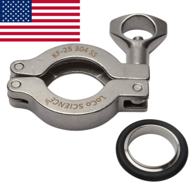 KF-25 NW-25 STAINLESS Steel VACUUM Clamp & SS Viton Centering Ring LoCo Science!