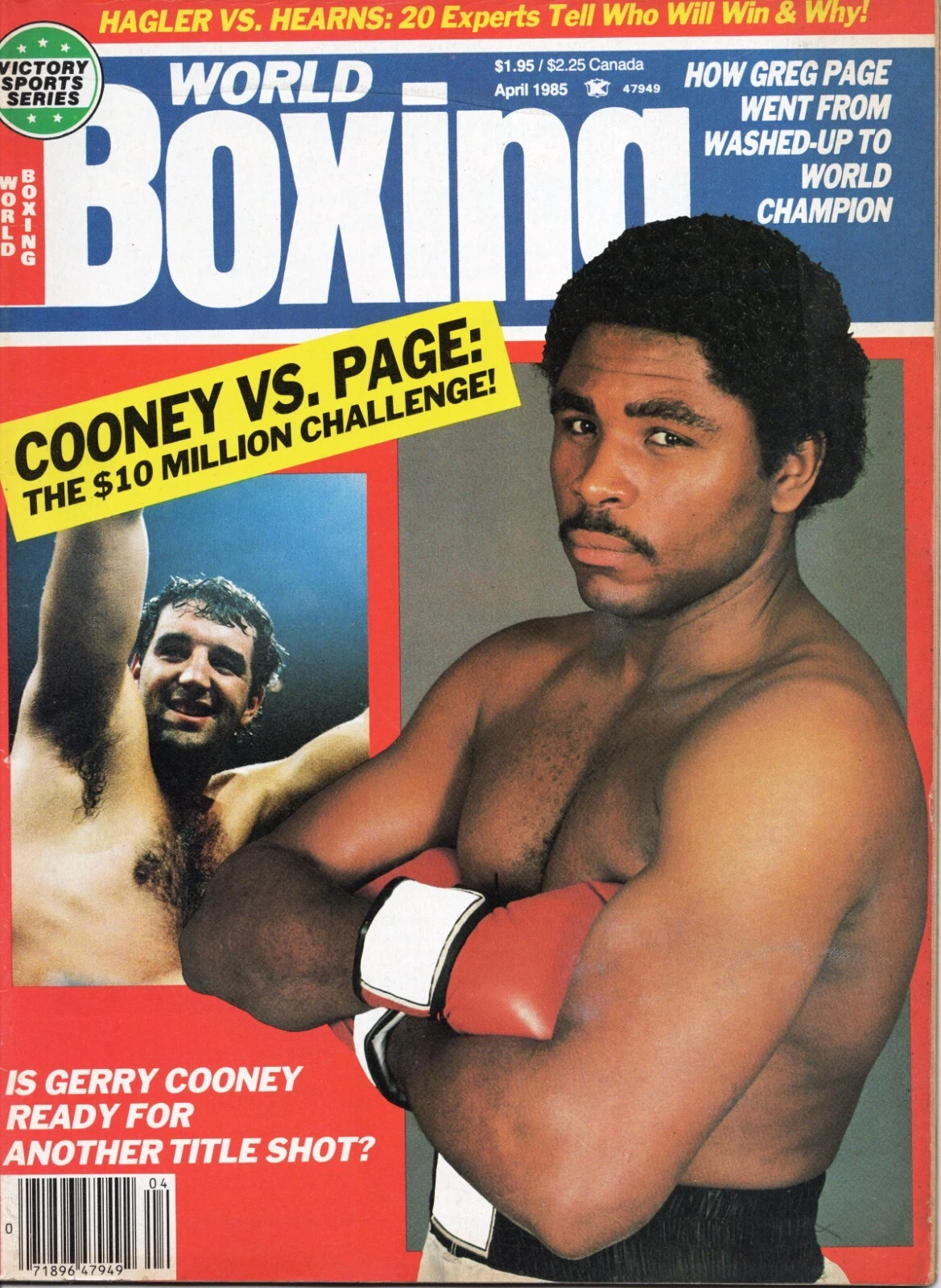 World Boxing Magazine GERRY COONEY GREG PAGE Cover April 1985 - Picture 1 of 1