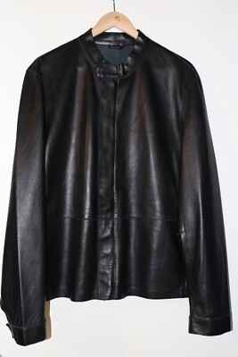 Armani Vintage schwarze Lederjacke - ultraleichtes italienisches Design Gr. 50/XL