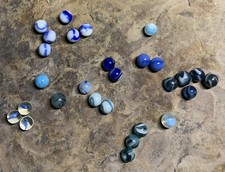 Vintage Blue Swirl Glass Marbles. Okay Condition
