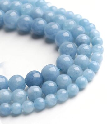 Natural Stone Beads Aquamarine 8mm Polished Round Smooth 8mm, 