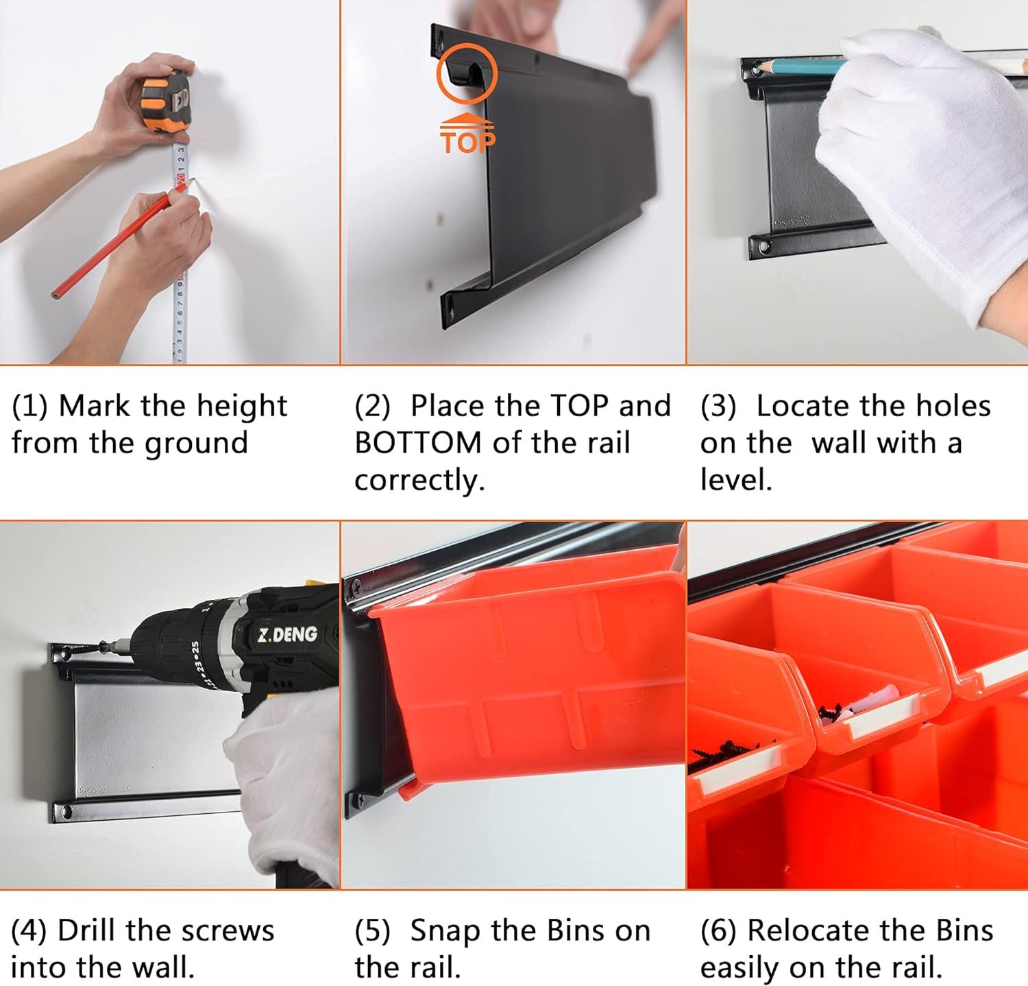 Wallmaster Wall Mounted Storage Bins, Bins 10Bins+3Rails, Orange eBay