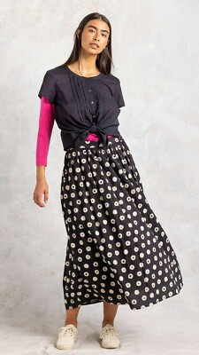Gudrun Sjöden Sjoden Skirt Black Patterned Midi Rock Hilda Skirt,  RRP £69
