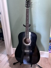 Rogue Ra-090 Concert Acoustic Guitar Black With One Dent Mark