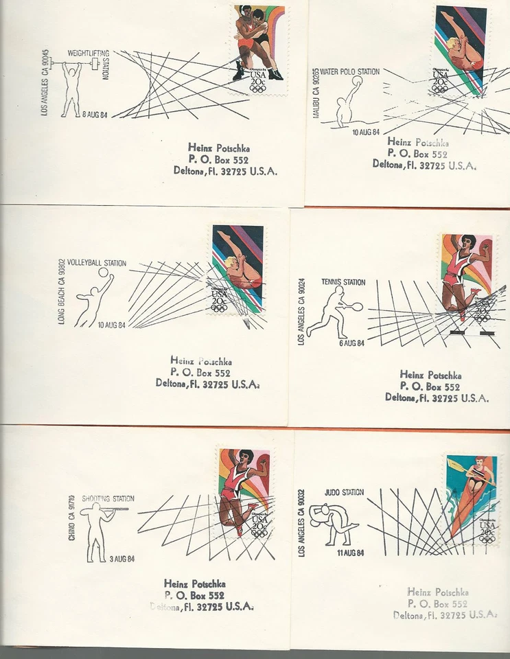 LOS ANGELES 1984 SUMMER OLYMPICS 24 USA COVERS OLYMPIC SITES OFFICIAL CANCELS - Image 2 of 4