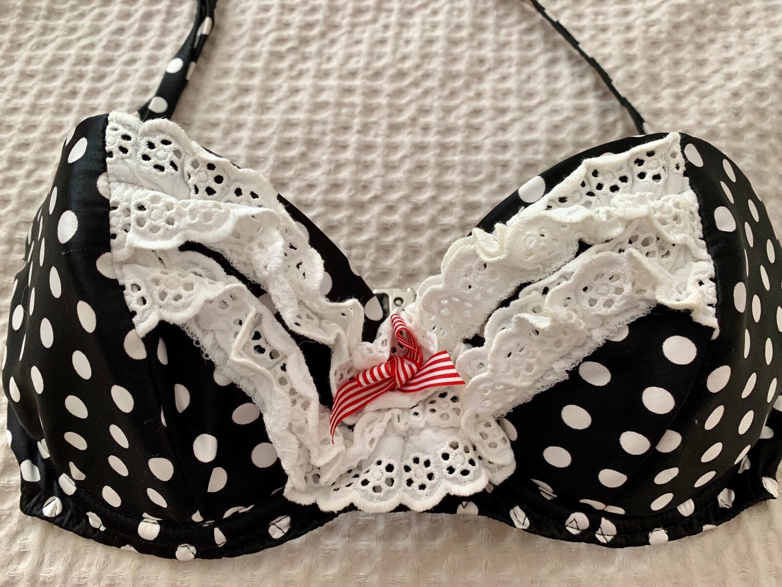 Agent Provocateur Black Polka Dot Bikini Top 32D Bott… Gem