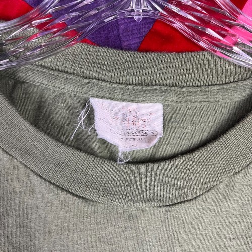 Vintage 90s Guess Jeans Made In USA Green T Shirt OS L? Spell Out Logo Pink 1 - Picture 5 of 9