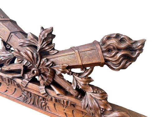 RARE Large Antique French Carved Walnut Wood Pediment, Louis XVI style - Picture 6 of 12