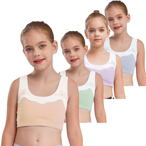 Mädchen Trägershirt Pubertät Crop Top Lauf BH Yoga Büstenhalter Training Bralette Wandern - Bild 3 von 59