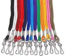 LANYARDS - 25 Pieces ID ROPE ROUND NECK LANYARD WITH SWIVEL J HOOK Multi Color