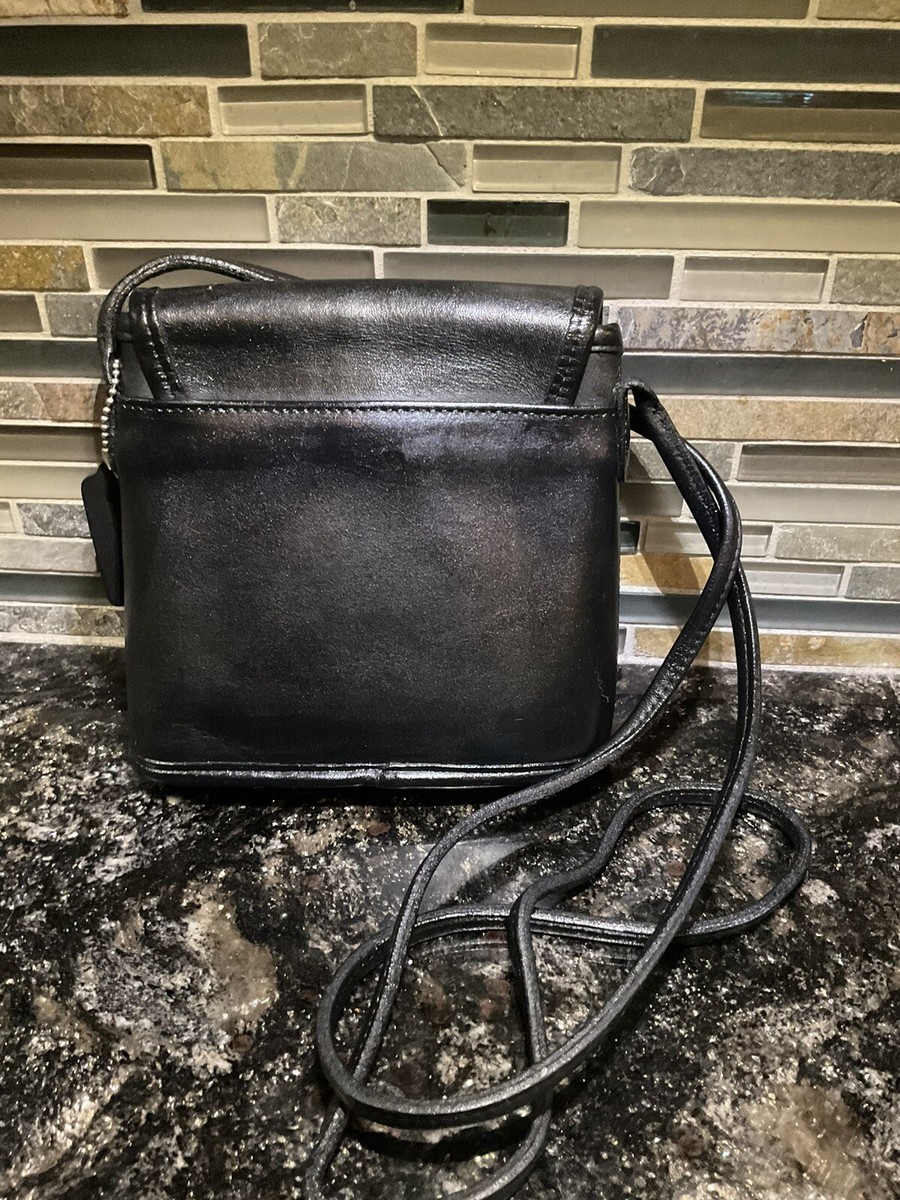 Coach Vintage Tango Flap Glovetanned Leather Bag Black Nickel