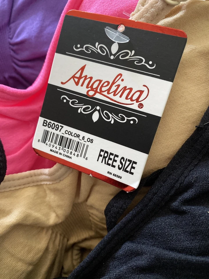 Bralette Angelina talla única para la mayoría de las costuras con correa de espagueti sin cables (paquete de 6) Foto 3 de 3