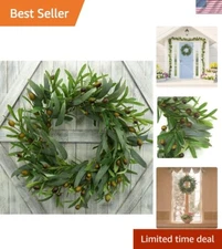 Artisan 20-Inch Olive Wreath - Durable, Lifelike Decor for Any Occasion