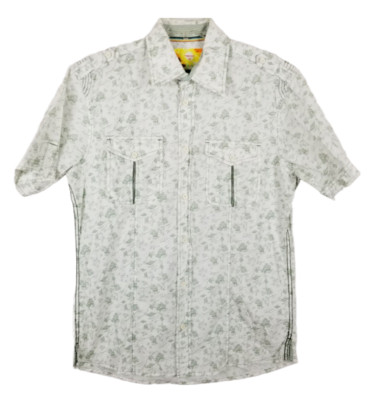 Angelo Litrico sz M shirt short sleeved shirt button front 2 pocket green white