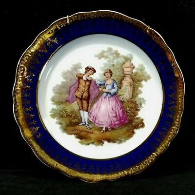 Limoges Veritable Porcelaine D'Art Or Garanti Gilded Cobalt 7 1/2