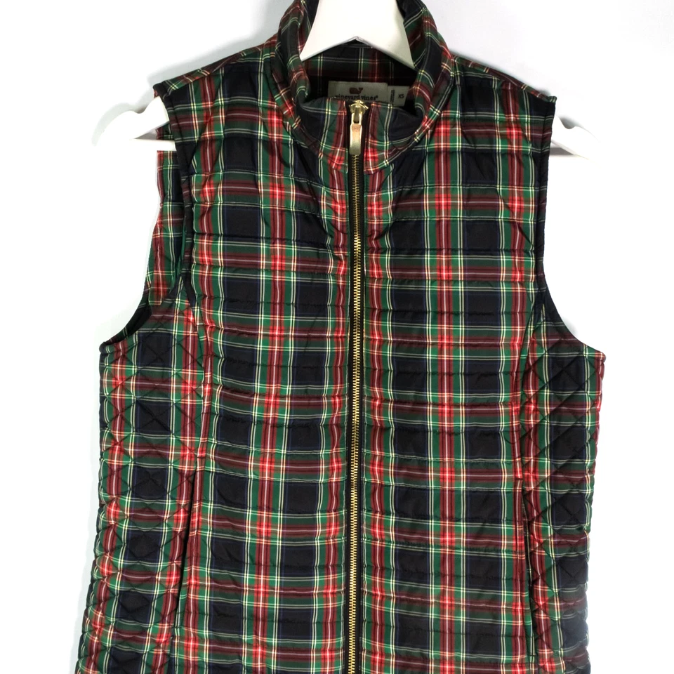 Vineyard Vines 格子背心女式 XS 码涤纶绗缝衬里 — 第 3/4 张图片