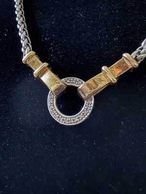 Alwand Vahan 14KT Yellow Gold & 925 Sterling Silver Diamond Necklace 17  #3713