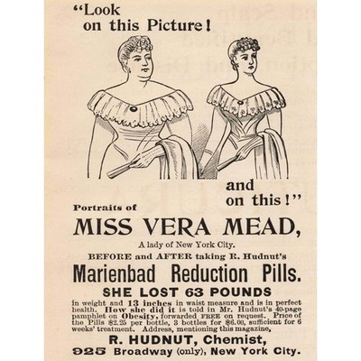 Vintage Marienbad Reduction Pills Print Advertisement Miss Vera Mead Weight Loss