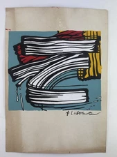 Roy Lichtenstein COA Art Painting Original Drawing Vintage Paper Signed